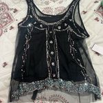 Candie's  LG Embellished Black Sheer Women's Top Photo 0