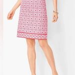 Talbots Canvas Cotton A Line Skirt Red Blue Mediterranean Print Size 14P NWT Photo 0