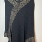 Cejon Y2K Black Poncho Cape Gold Metallic Fringe Boho Fall One Size Fits Most Photo 6