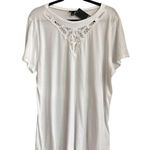 Torrid White T-Shirt Size 2 2X Plus Short Sleeve Crochet Lace Inset Top NWT Photo 1