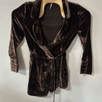Free People Wrap Romper Viola Velvet Jumpsuit Size Medium Long Sleeve Holiday Photo 0