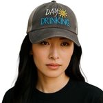 None HAT DAY DRINKING Embroidered Sun Graphic Velcro Baseball Cap Photo 0