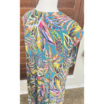 Democracy  Colorful dress Midi Ruffled Sleeveless Tropical Flowy Vacation sz L Photo 4
