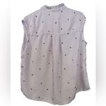 Time & Tru Embroidered Heard Red & White Stripped Button Down Sleeveless Top 100% Viscose Photo 7