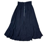 Gigi Moda NWT Smocked Waist Black Maxi Skirt Front Slit Buttons Tie O/S Linen Size undefined Photo 2