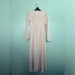 Lulus  Blush Pink Tie Front Long Sleeve Midi Dress Balloon Sleeve Size S Photo 2
