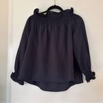Tuckernuck  Marguerite Off The Shoulder Ruffle Long Sleeve Top Womens Medium Navy Photo 6