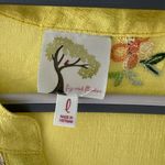 Fig & Flower  Yellow Embroidered Floral Button Front Long Sleeve Tunic Top Sz L Photo 4