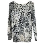 Equipment Black and White Snow Leopard Cheetah 100% Cashmere Sweater Size Medium Photo 3