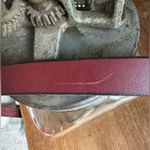 Vintage Burgundy Leather Belt with Ornate Brass Buckle – Western Style Red Photo 4