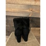 Allegra K  Chunky Heel Fur Top Ankle‎ Suede Boot Black Size 6 Photo 4