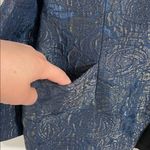 Eliglau Milano Made In Italy Floral Jacquard Blazer Size 46 US 10 Vintage Blue Photo 3