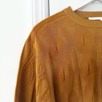 Chloé Chloe Golden Yellow Wool Silk Blend Cable Knit Relaxed Short Sleeve Sweater XS Photo 4
