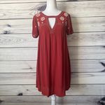 Abercrombie & Fitch Rust Orange-Red Embroidered Cutout Shift Dress Photo 1
