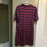Escapada  Living Shift Dress Collared Short Sleeve Navy Floral Split Neck L Photo 7
