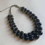 Black Bead & Gold Swirl Statement Necklace Photo 0
