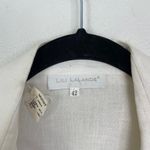 Lili Lalande Women's 42/ 10 White 100% Linen Blouse Abalone Shell Beads Fringe Photo 9