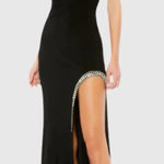 Mac Duggal NWT - 26533 Black Rhinestone Accented Halter Gown Photo 0
