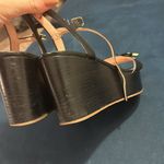 Kate Spade ♠️ BLACK STRAPPY LEATHER PLATFORM WEDGE SANDAL WITH BOW 8M Photo 7