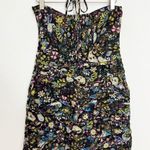 ZARA  Halter Tie Smocked Ruched Strapless Bodycon Floral Mini Dress Size Small Photo 7