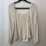 Urban Romantics  L Long Sleeve Peasant Top Cottagecore Milkmaid Blouse Spotted Photo 1