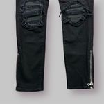 AMIRI Womens Black MX1 Moto Edgy Ripped Leather Patch Zipper Hem Skinny Jeans Size 28 Photo 2