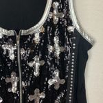Biker Pride womens XL large black tank sequin cross silver moto harley zip up Photo 4