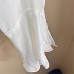 Theory  Women's Silk Blouse Size Large‎ White Ruffle Hem & Sleeves Corporate Work Photo 2