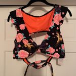Time & Tru NWT rose/bird print ruffle swim top Photo 0