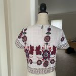 SheIn embroidered floral print blouse floral cropped boxy comfy resort wear Sz S Photo 2