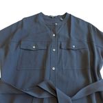 Theory  Black Button-Down Shirt Dress w/ Belt Crew Neck Pockets Size Small Womens Photo 1