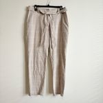 Joie  plaid pants tie belt dress pants trousers tan blue size 10 Photo 1