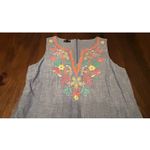 Talbots  Embroidered Linen Cotton Blue‎ Shift Lightweight Dress Women's Size 6 Photo 3