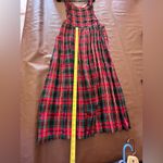 VTG Sarin New York Red/Green Tartan Plaid Jumper Overall Dress Size M Holiday Red Size M Photo 8