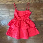 New With Tags Tiered Poplin Ruffle Mini Dress Size Medium Party Flirty Coquette Red Photo 14