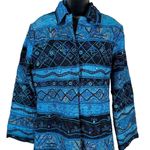 Chico's Sapphire Blue Deepwater Beaded Embroidered Brocade Dress Coat Photo 1