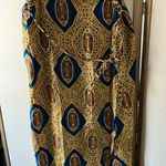 Fire Studio Blue and Gold Patterned boho look wrap style skirt 1X Photo 0