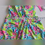 Stella Parker Women's Hem Wrap Swim Dress Tummy Toner Multi Waterlilly Size XL Pink Photo 7