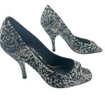 BCBGeneration BCBG Generation Womenโs Black & White Animal Print Peep Toe Stiletto Heels Sz 7 Photo 0