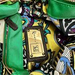 Vibrant Green Nylon Hobo Shoulder Bag Black Strap Gold Hardware Tote Bold Bright Photo 4