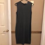 Vince Ribbed Sheath Sleeveless Midi Pencil Dress Grey Small Photo 2