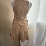 Alice + Olivia Leandra Vegan Leather Minidress, SZ 2, Almond color, BN,$395 Photo 9