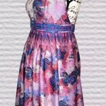 Free People Size MED Purple Tropical Daydream Mini Dress Feather Peacock Print Photo 3