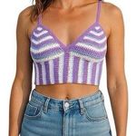Divided by H&M Tank Top Cropped Small Striped Crochet Bohemian Beach Festival Purple Photo 0