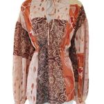 ZARA  Boho Patchwork Print Smocked Peasant Blouse Top Small‎ Photo 0