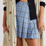 Free People  Grunge 90s Schoolgirl Plaid Honey Pleated Skirt Ocean Blue 12 Punk Photo 1