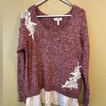Jessica Simpson Maternity Lace-Trimmed Layered Looking Sweater Photo 0