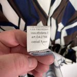 OTTOD’AME Women’s Abstrast Blue Print Cinched Waist Shirt Dress Size 4 Photo 5