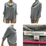 Heather Gray Cowl Neck Drawstring Waist 3 Quarter Batwing Sleeve Knit Top Size S Photo 1