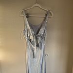American Vintage VINTAGE 90s Paillette Sequin Satin Slinky Formal Prom Gown Sz 0 NEW Silver Photo 4